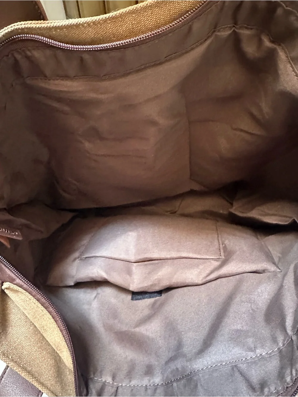 Brown Canvas Tote Bag with Dark Brown Trim